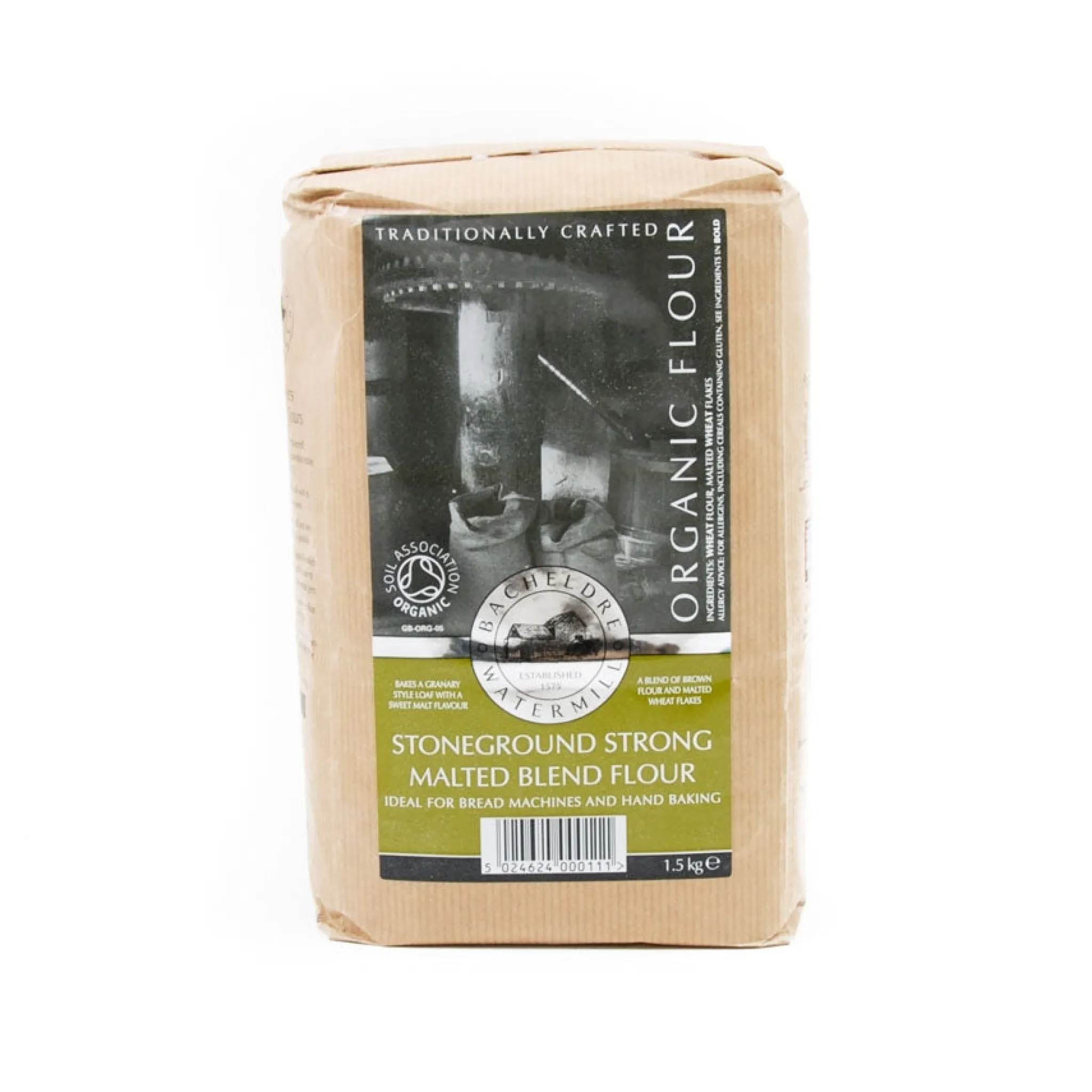Bacheldre Watermill Bacheldre Organic Stoneground Strong Malted Blend Flour, 1.5kg New
