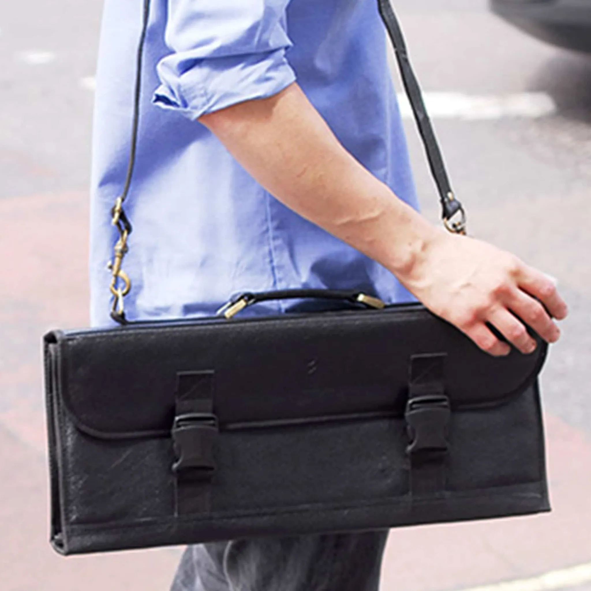 JKC Black Buffalo Leather Knife Bag, 11 Slots Outlet