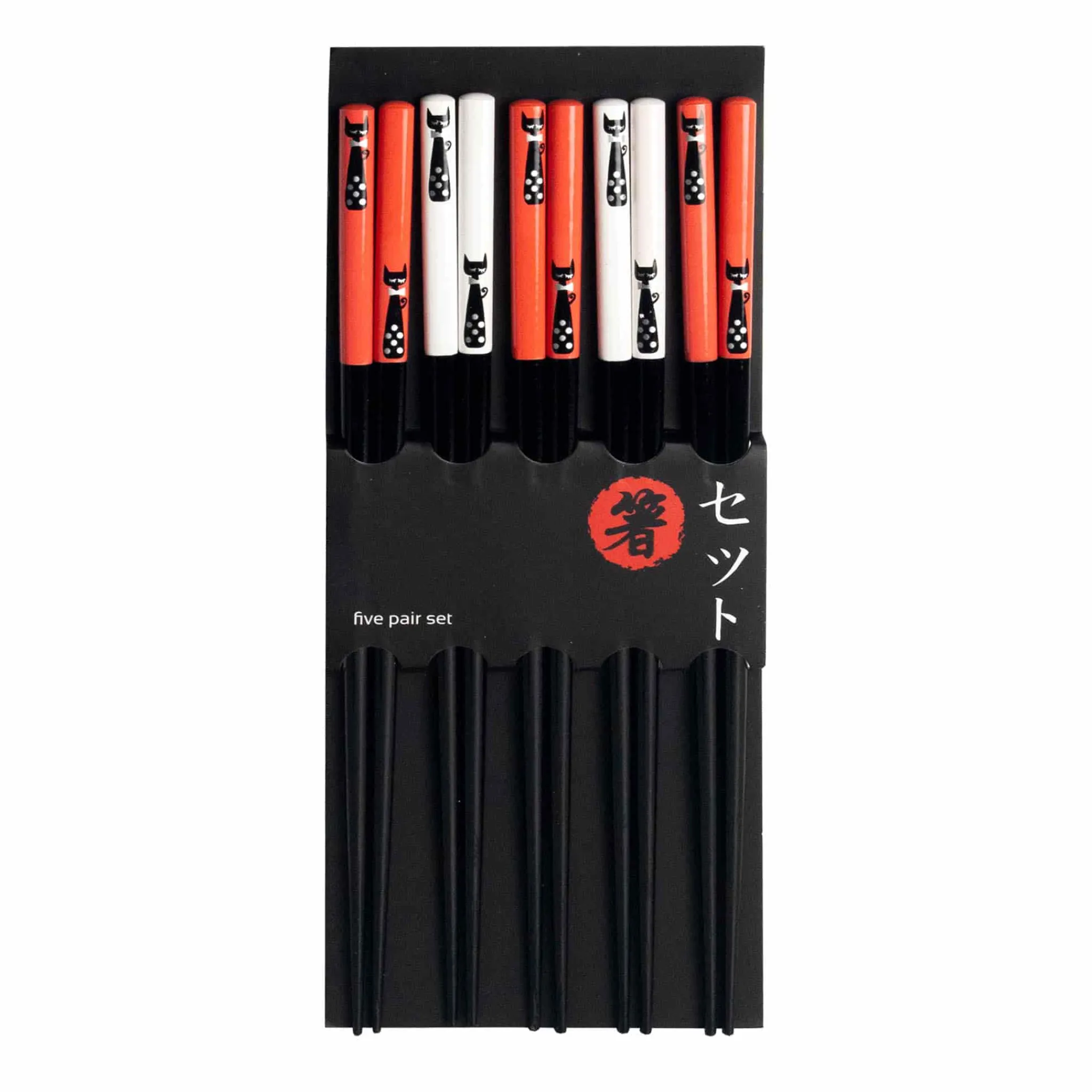 Kiji Stoneware & Ceramics Black Cat Chopsticks Set, 5 Pairs Discount