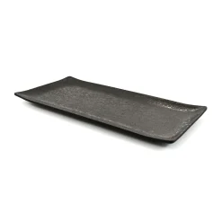 Melamine Black Rectangle Serving Plate, 30x15cm Clearance