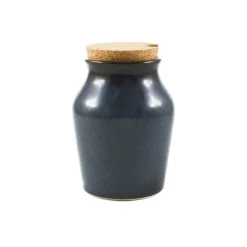 Ceramica Nicola Blue Glaze Salt Pot with Cork Lid New