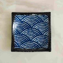 Kiji Stoneware & Ceramics Blue Wave Small Square Plate, 13.5cm Best