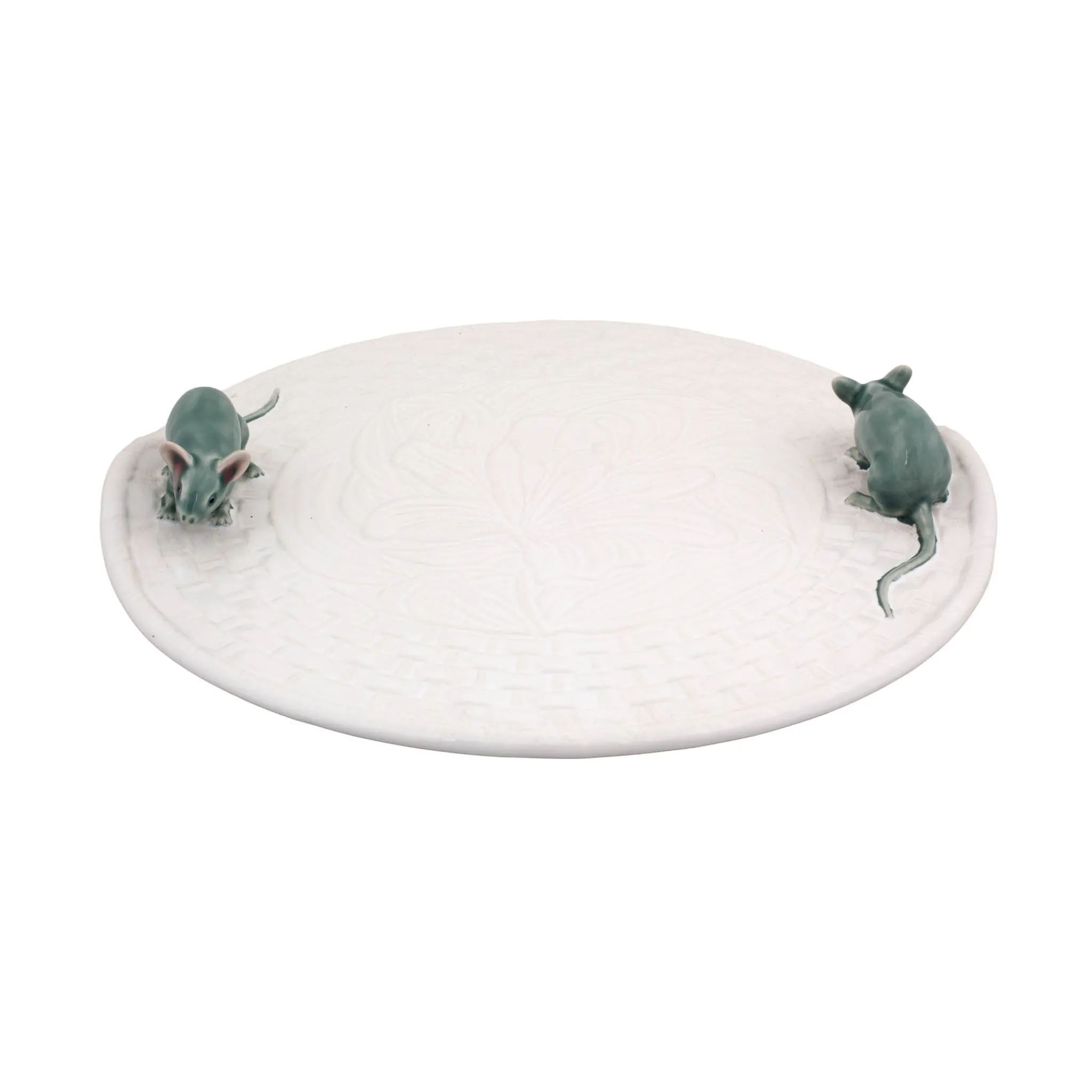 Bordallo Pinheiro White Earthenware Cheese Tray with Mouse Outlet