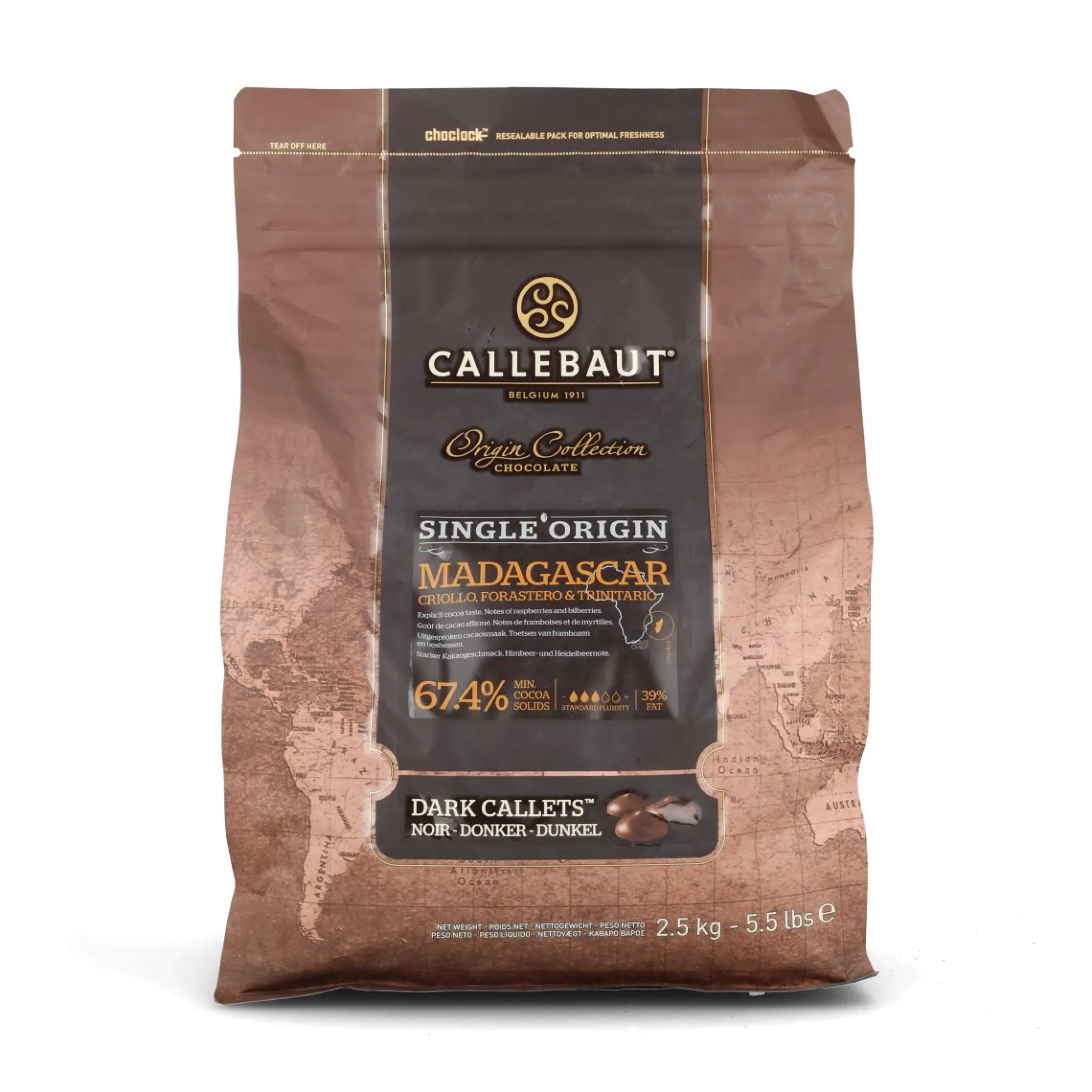 Callebaut Origin Madagascar 67.4% Dark Chocolate Chips, 2.5kg Clearance