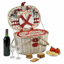 Les Jardin de la Comtesse Cheverny Cherry Print Picnic Basket, 4 Person Online