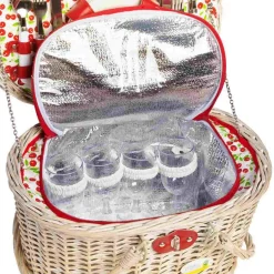 Les Jardin de la Comtesse Cheverny Cherry Print Picnic Basket, 4 Person Online