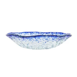 Turkish Tableware Cobalt Blue Rim Glass Bowl, 17.5cm Outlet