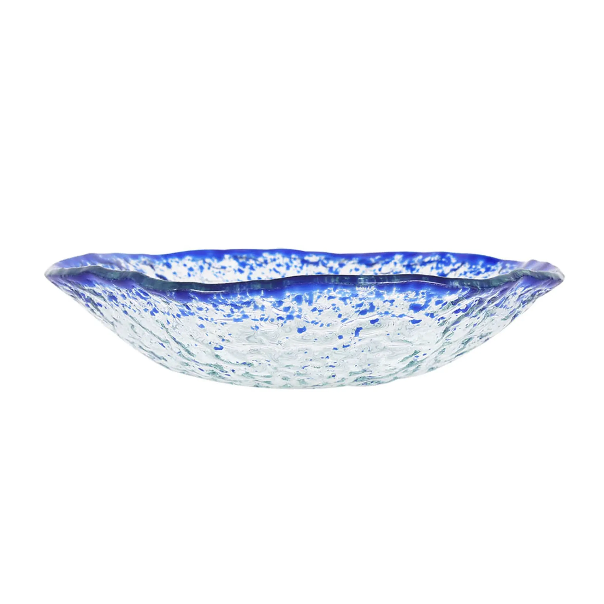 Turkish Tableware Cobalt Blue Rim Glass Bowl, 17.5cm Outlet