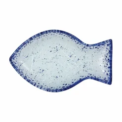 Turkish Tableware Cobalt Blue Rim Glass Fish Serving Dish, 20x12.5cm Clearance