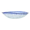 Turkish Tableware Cobalt Blue Rim Glass Serving Bowl, 25cm New