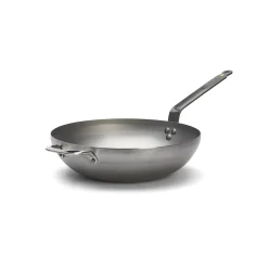 De Buyer Mineral B Flat Base Wok, 32cm Hot