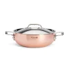 De Buyer Prima Matera Copper Curved Saute Pan with Lid & Stainless Steel Handle, 28cm New