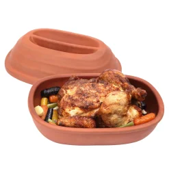 Dexam Terracotta Chicken Roaster with Lid, 21x30cm Clearance