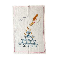 Dinette Champagne Tower Linen Tea Towel Online