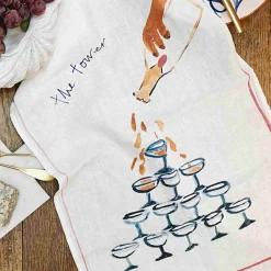 Dinette Champagne Tower Linen Tea Towel Online