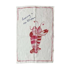 Dinette Dancing Lobsters Linen Tea Towel Clearance