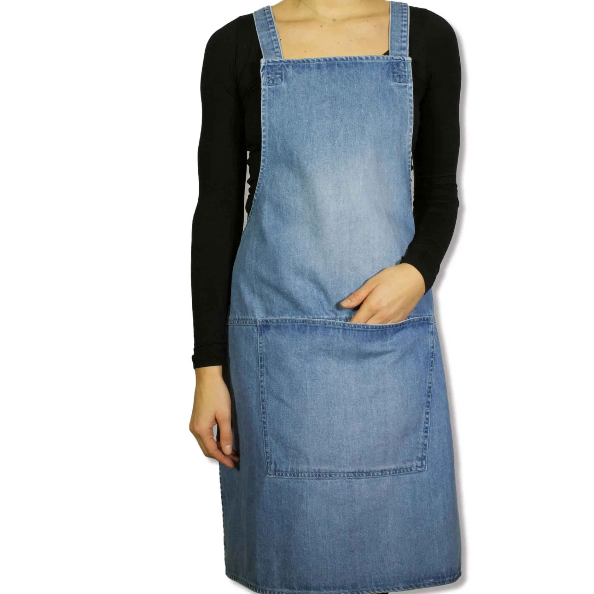 Dutchdeluxes Denim Suspender Apron in Blue Online