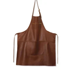 Dutchdeluxes Leather Zipper Apron in Classic Brown Hot