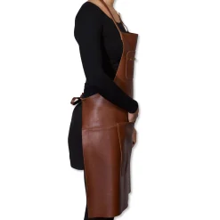 Dutchdeluxes Leather Zipper Apron in Classic Brown Hot