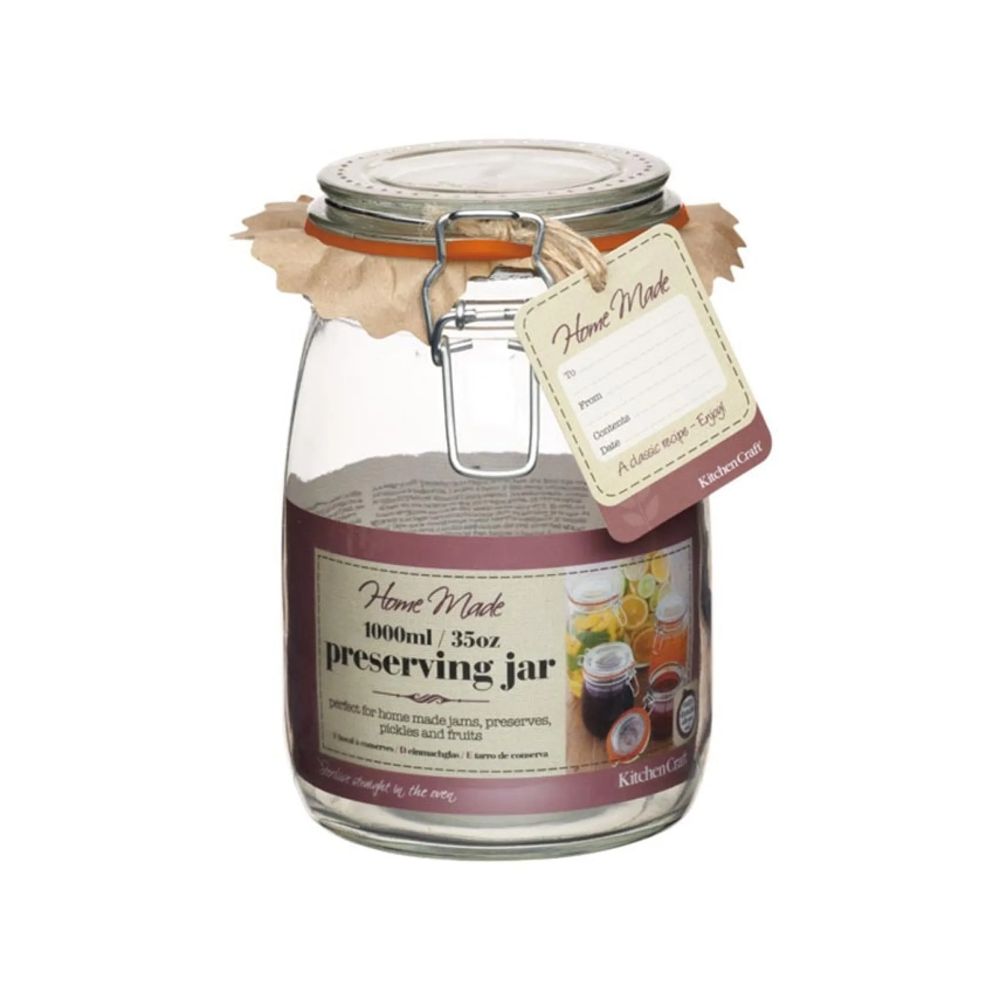 Kitchencraft Glass Preserving Jar, 1000ml New