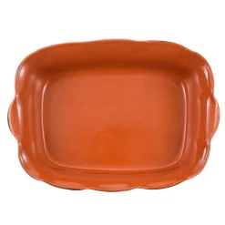 Puglia Handmade Glazed Terracotta Wavy Roasting Dish, 35cm Sale