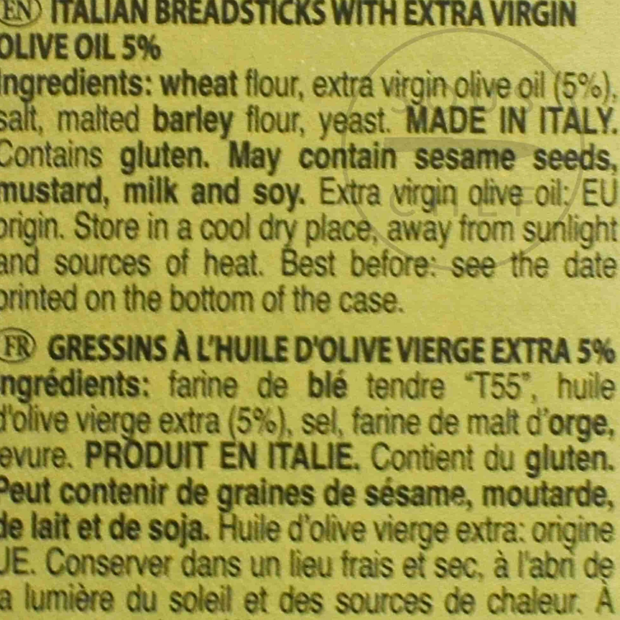 Delizie Bakery SRL Grissini Traditional Extra Virgin Olive Oil Breadsticks, 125g New