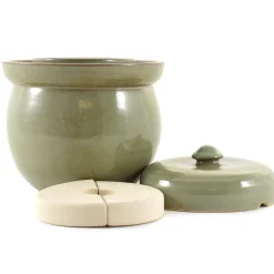 Sauerkraut Pots Handmade Stoneware Fermenting Crock in Green 2 litre New