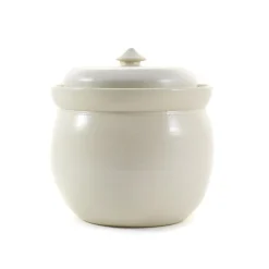 Sauerkraut Pots Handmade Stoneware Fermenting Crock in White 2 litre