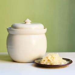 Sauerkraut Pots Handmade Stoneware Fermenting Crock in White 2 litre