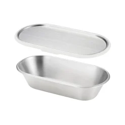 Aikata Japanese Grey Rim Stainless Steel Lunch Box, 21x11cm New