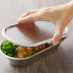 Aikata Japanese Grey Rim Stainless Steel Lunch Box, 21x11cm New