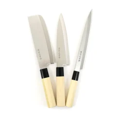 Kiji Stoneware & Ceramics Japanese Knife Trio - Sashimi, Gyuto & Nakiri