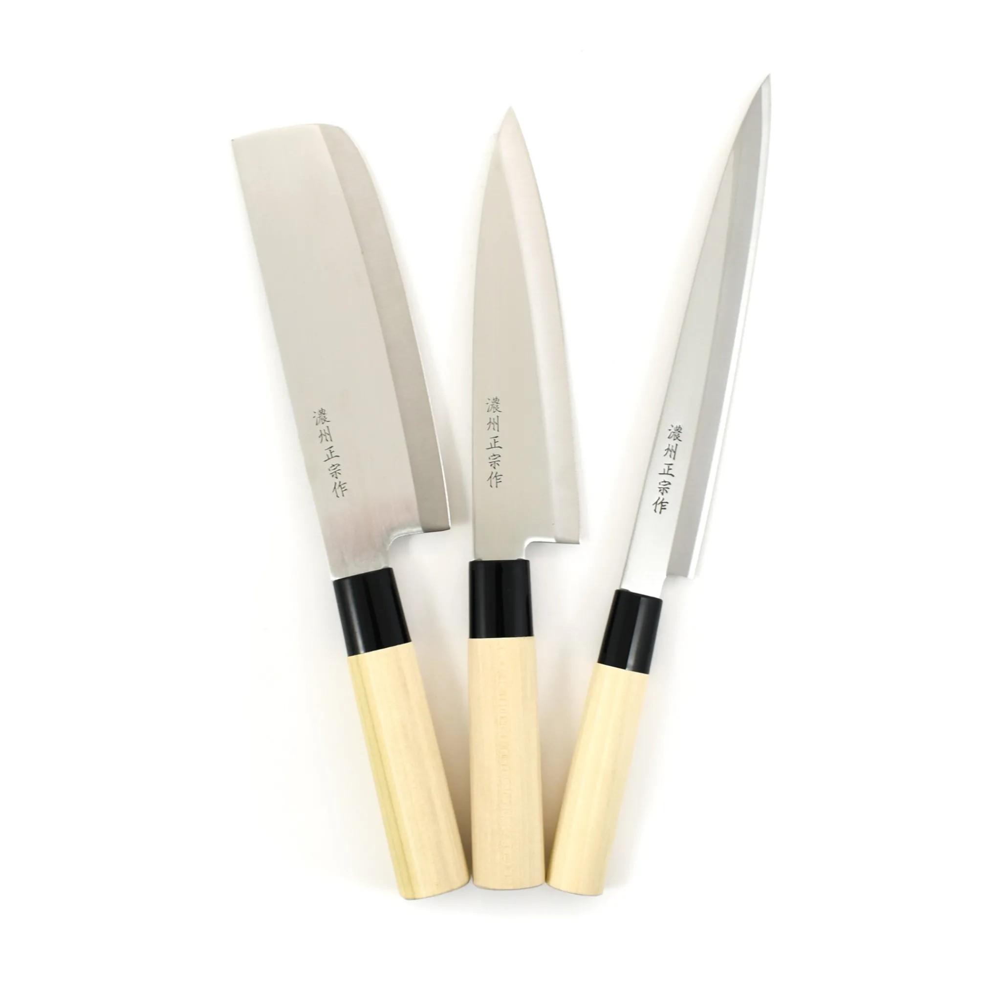 Kiji Stoneware & Ceramics Japanese Knife Trio - Sashimi, Gyuto & Nakiri