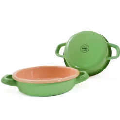 Kapka Enamel Kapka x Sous Chef Colourblock Enamel Frying Pan, 16cm, Green & Pink Best