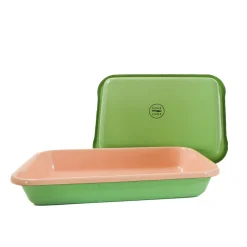 Kapka Enamel Kapka x Sous Chef Colourblock Enamel Roasting Dish, 26cm, Green & Pink Online