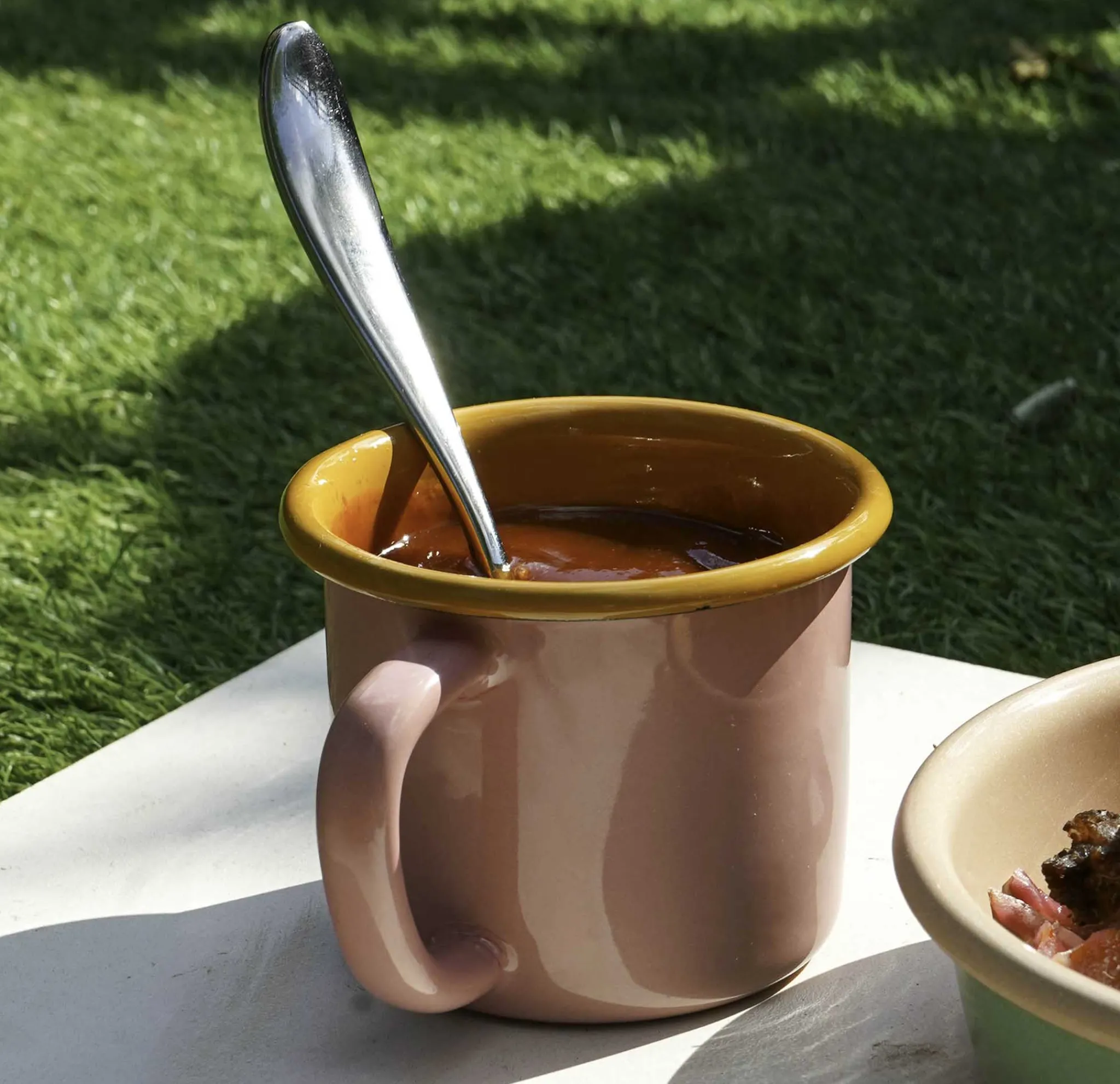 Kapka Enamel Kapka x Sous Chef Colourblock Enamel Mug, Pink & Yellow, 350ml Outlet