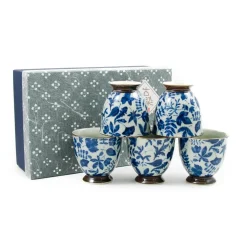 Kiji Stoneware & Ceramics Kashiwa Blue Japanese Teacup Set