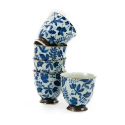 Kiji Stoneware & Ceramics Kashiwa Blue Japanese Teacup Set