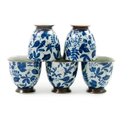 Kiji Stoneware & Ceramics Kashiwa Blue Japanese Teacup Set