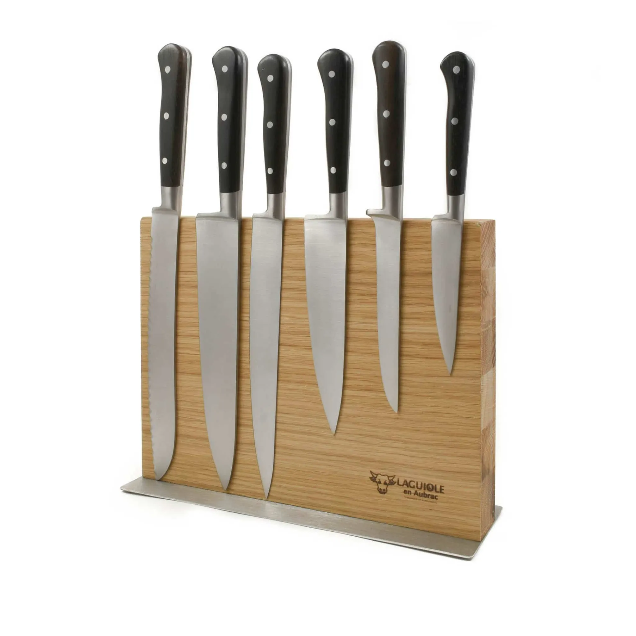 Laguiole en Aubrac Classic Knife Block of 6 Kitchen Knives, Ebony Outlet