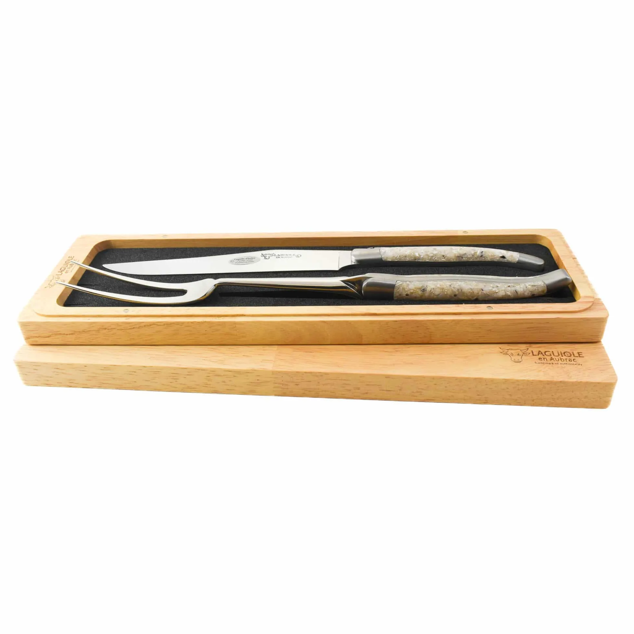 Laguiole en Aubrac Oyster Shell Handle Carving Set Sale