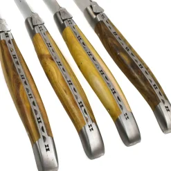 Laguiole en Aubrac Set of 4 Full Handle Steak Knives, Pistachio Wood Outlet