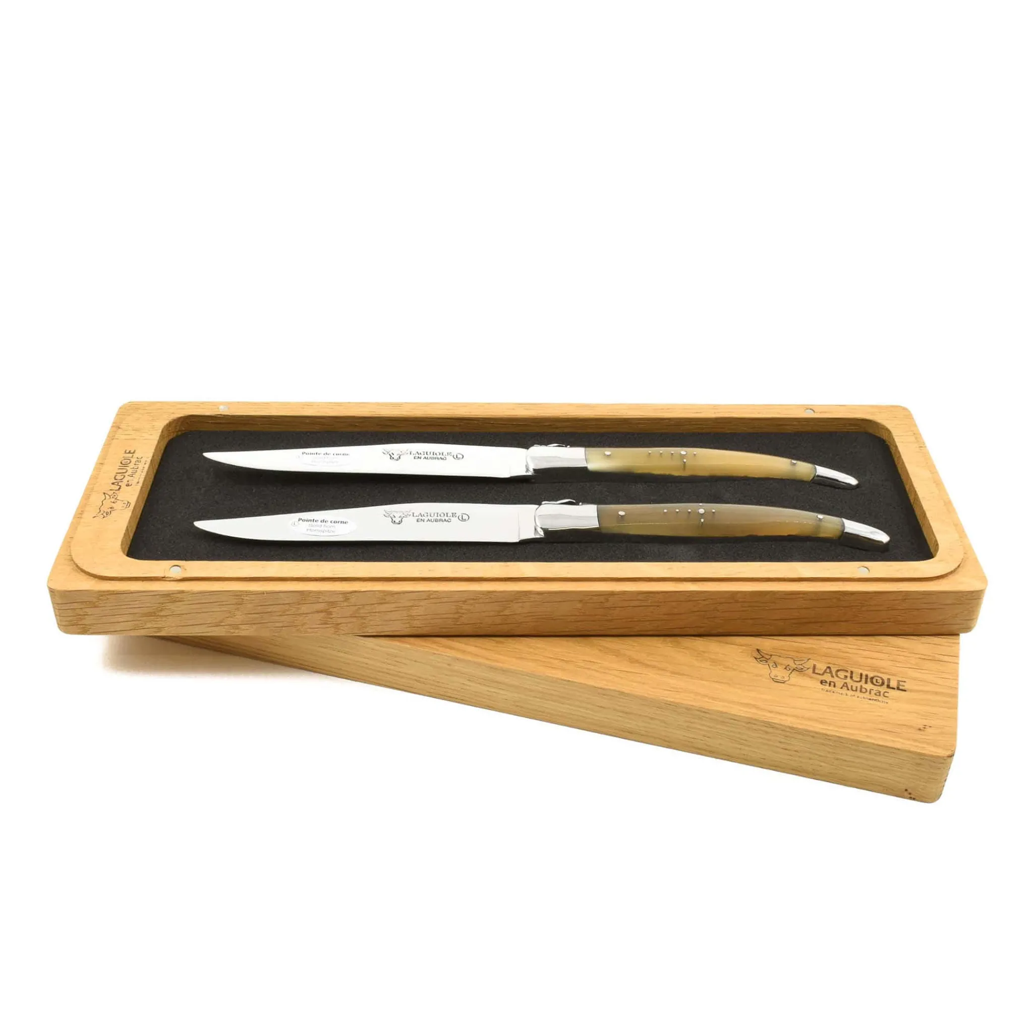 Laguiole en Aubrac Set of 2 Steak Knives, Solid Horn Best