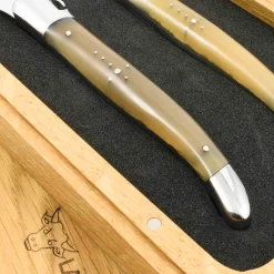Laguiole en Aubrac Set of 2 Steak Knives, Solid Horn Best
