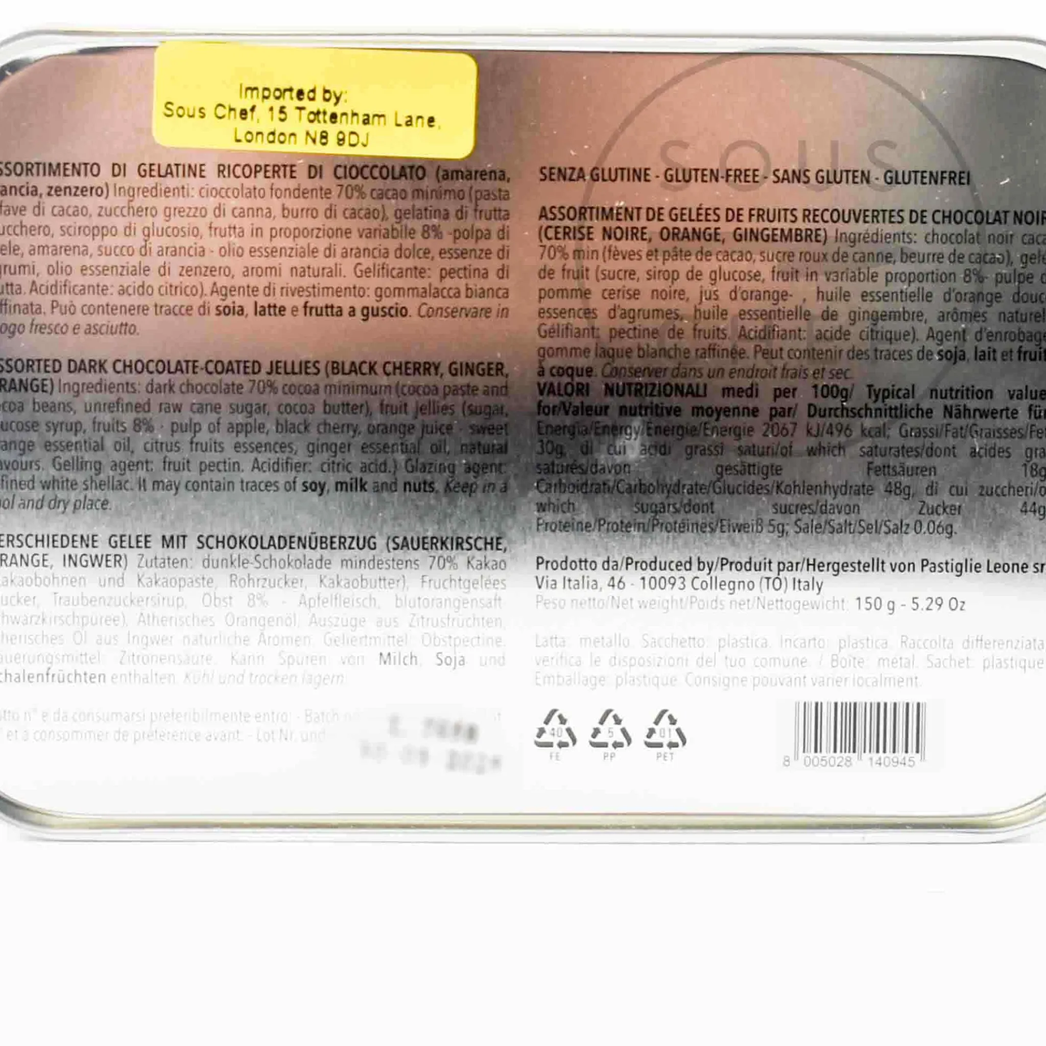 Leone Chocolate Coated Fruit Jellies in Gift Tin, 150g Best