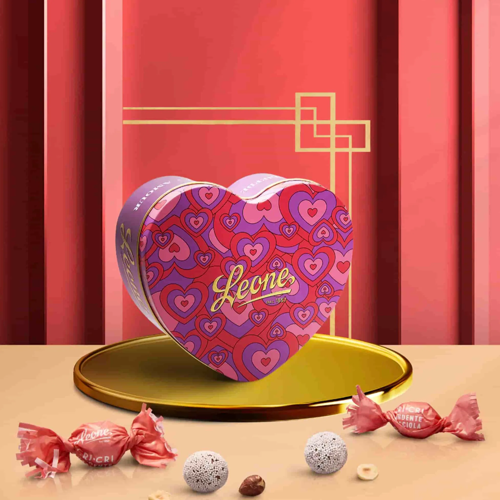 Leone Love Heart Tin with Dark Chocolate Cri Cri, 100g Discount