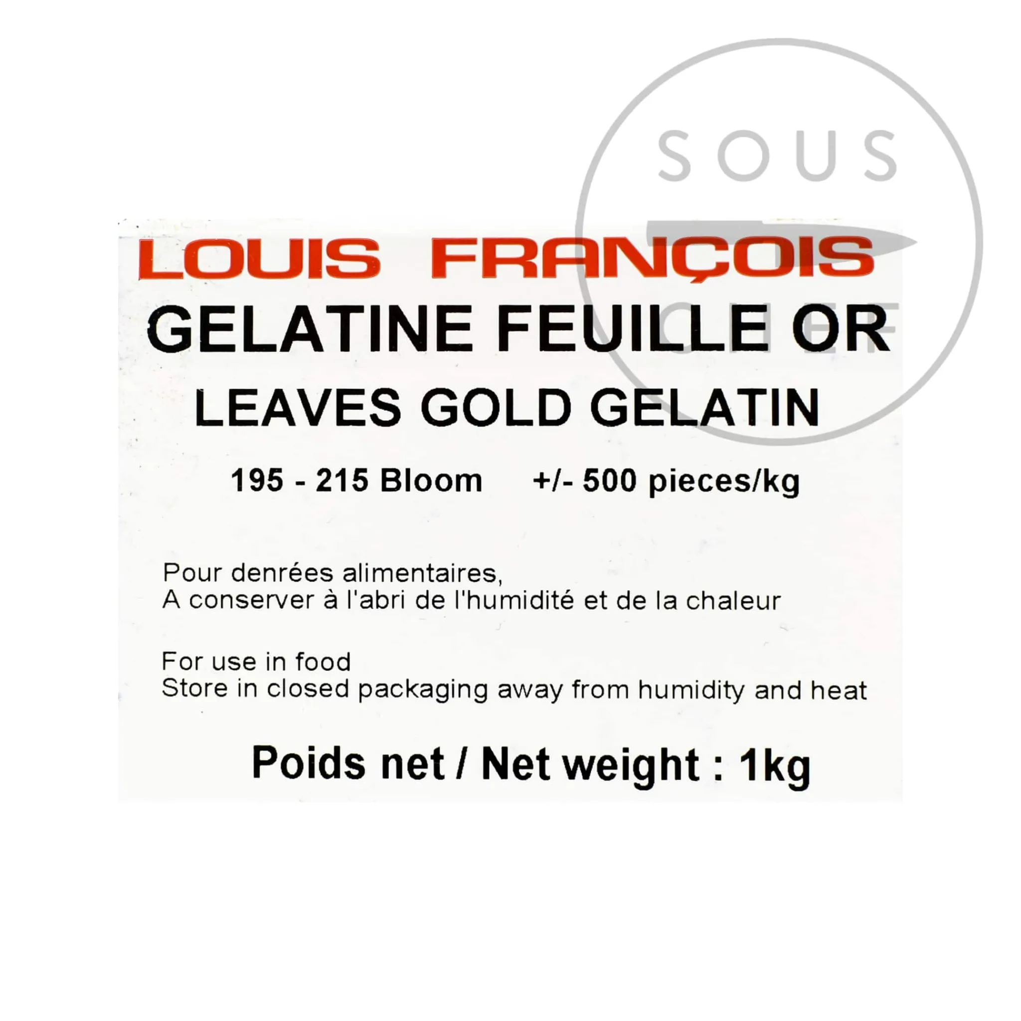 Louis Francois Gelatine Sheets, 1kg Outlet