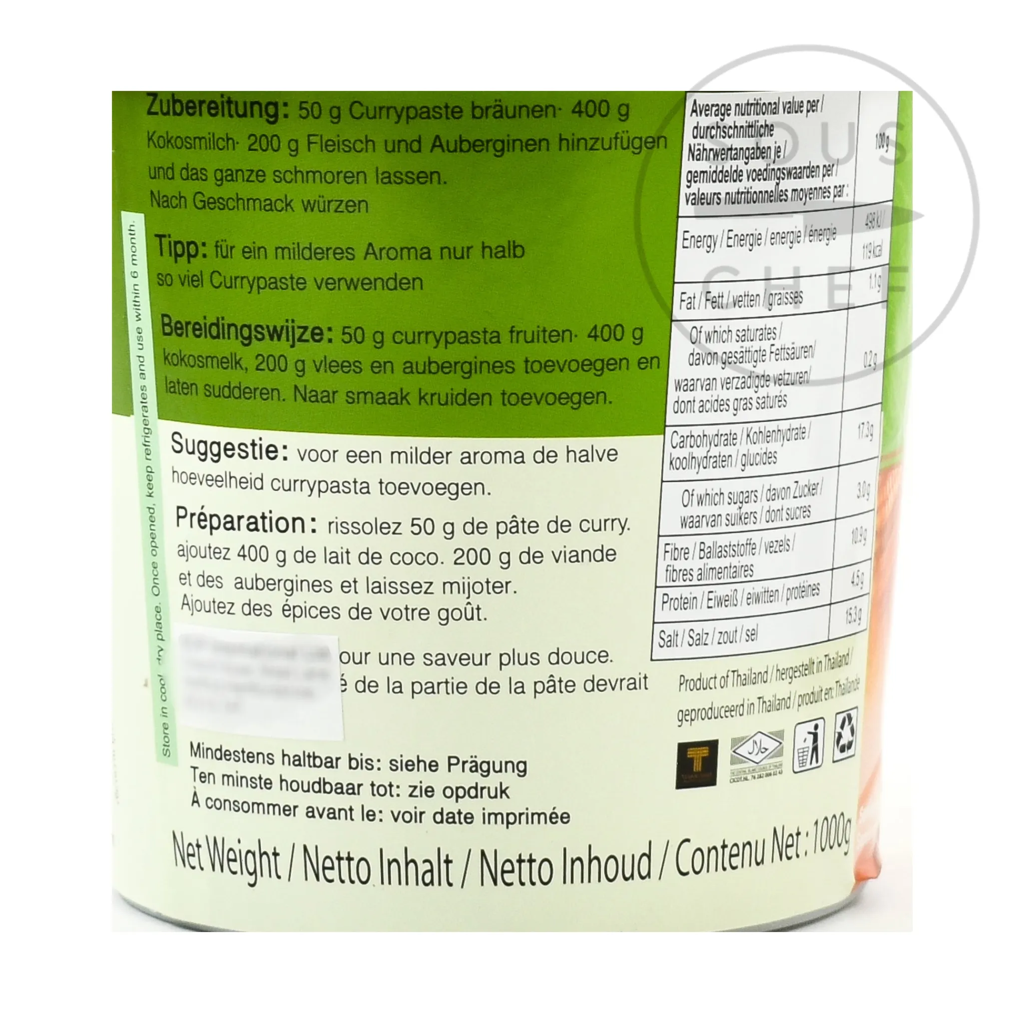 Mae Ploy Green Curry Paste, 1kg Online