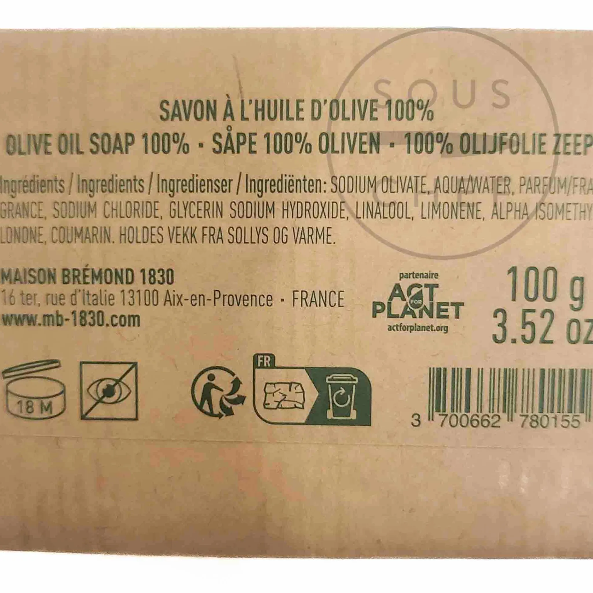 Maison Bremond Olive Oil Soap, 100g Discount