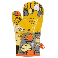 Blue Q Man with a Pan Double Sided Oven Mitt New